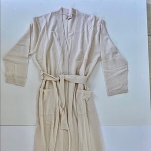 100% cashmere long robe L off white new